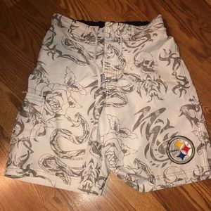 NFL Team Apparel Steelers Emblem Swim Trunks M